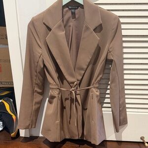 Athleta Brown Tie-Waist Blazer